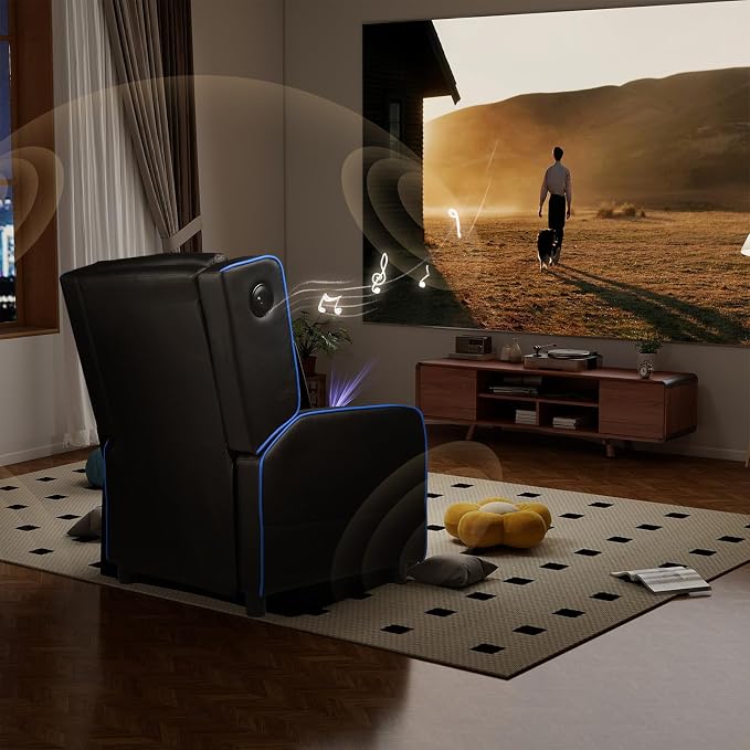GTRACING Gaming Recliner Chair with Bluetooth Speakers Racing Style Single Gaming Sofa Modern Living Room Recliners Ergonomic Comfortable Massage Home Theater Seating, Blue - Image 2