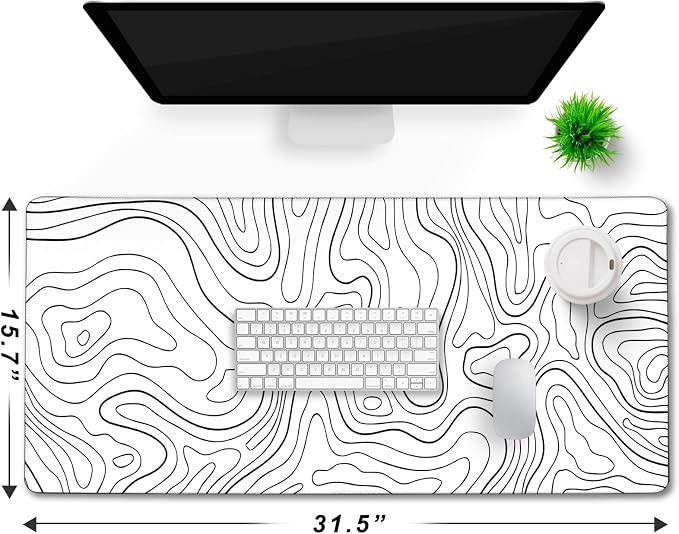 TEDNETGO Extra Large Mouse Pad, Gaming Mouse Pad, Waterproof Extra Large Mousepad with Stitched Edges, Non-Slip Base Keyboard Pad for Gamer, Office & Home, 31.5 x 15.8, Black Lines - Image 6