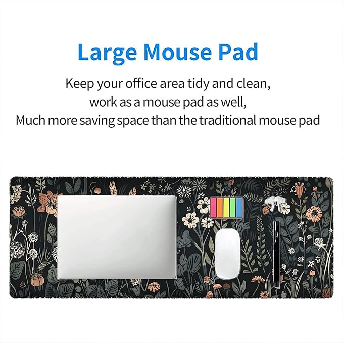Floral Gaming Mouse Pad Desk Pad Aesthetics Flower Plant Weeds XL Mouse Pad Large Mousepad Extended Laptop Keyboard Mat Gaming Desk Pad Mouse Mat Office Computer Keyboard Laptop Home 31.5"x11.8" - Image 7