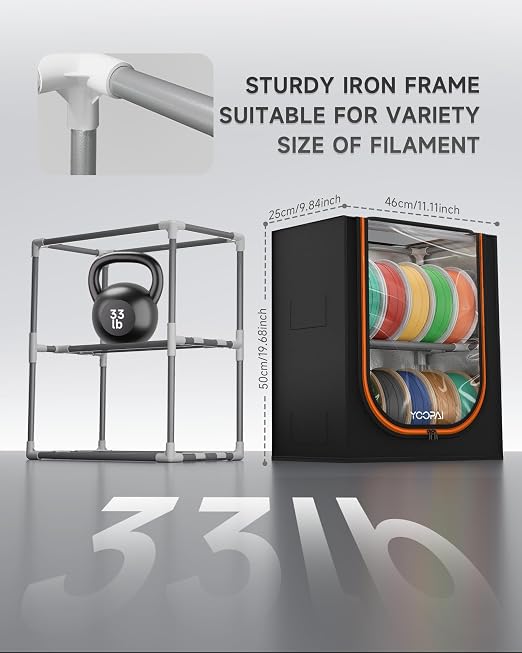 YOOPAI 3D Printer Filament Storage Box – 2 Tier Filament Storage Rack with Fabric Cover, Holds Up to 12 Rolls 1KG – 3D Filament Storage Organizer for Home, Workshop & Studio - Image 5