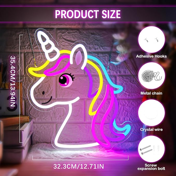Unicorn Neon Sign for Girls Room Colorful Unicorn Neon Light Wall Decor - Image 5