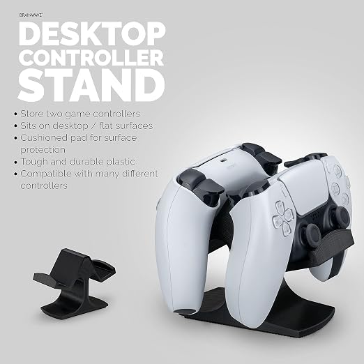 Dual Game Controller Desktop Holder Stand - Universal Design for Xbox ONE, PS5, PS4, PC, Steelseries, Steam & More, Reduce Clutter UGDS-03 (Black) - Image 2