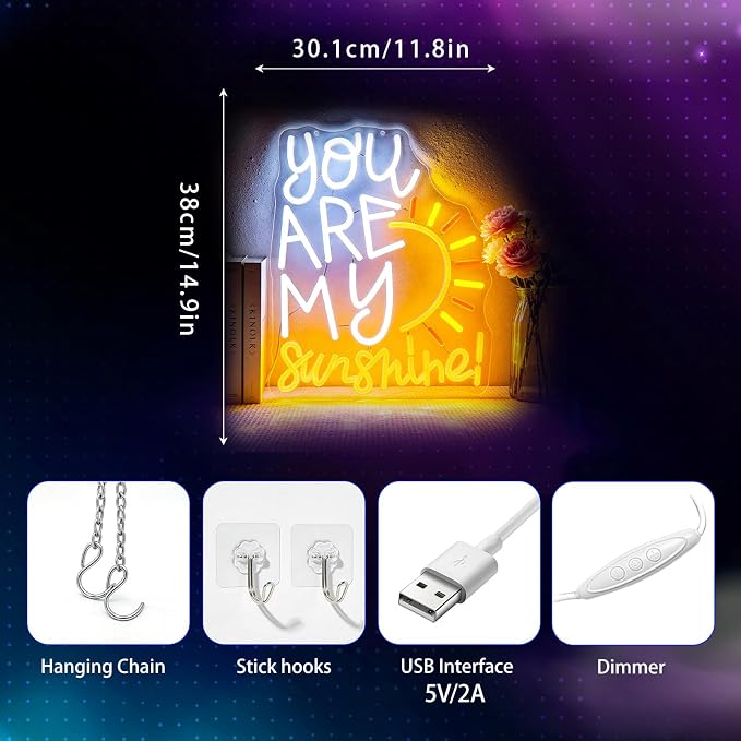 Neon Sign, Sunshine Neon Signs for Wall Decor LED Signs Neon Light - Image 3