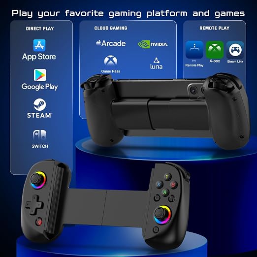 Joso Mobile Gaming Controller for iPhone/iPad/Tablet, Android Wireless Controller with Hall Effects Joysticks, Support PC/Switch, Play Cloud Games/PS Remote Play/COD/Genshin Impact & More - Black - Image 3
