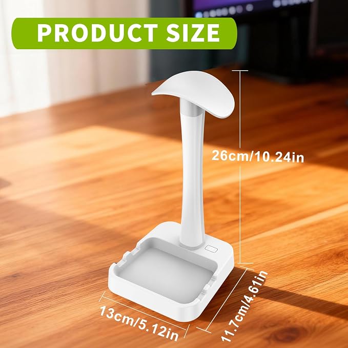 Headphone Stand with Charger,Gaming Headset stand with RGB Light Mode,For Airpod Max Stand,Desk Lamp,Phone Holder,Tablet Holder,desktop organizer,Gifts for Gamers & Music Lover (White) - Image 8