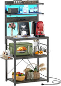 Aheaplus Bakers Rack with Power Outlet & RGB LED, 5-Tiers Coffee Bar Table by Aheaplus