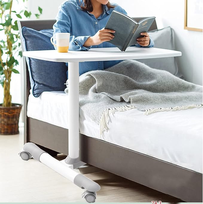 ETHU Overbed Table with Wheels, Height Adjustable 27.1-34.2", Black - Image 7