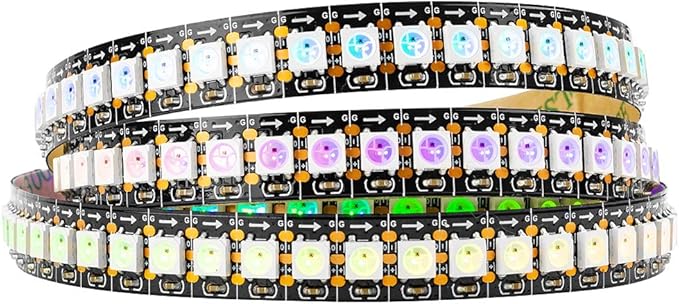 BTF-LIGHTING WS2812B IC RGB LED Strip,UL Listed,Pure Gold Wires,DC5V 3.28FT 144LED 5050SMD,Individually Addressable,Flexible for DIY Chasing Full Color Project,3M Tape,IP30(No Adapter or Controller) by BTF-LIGHTING