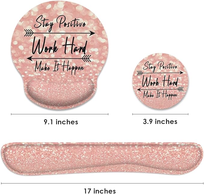 Britimes Ergonomic Mouse Pad Set with Wrist Rest, Rose Pink Gold - Image 2