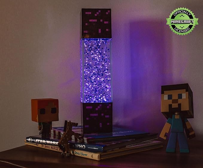 Minecraft Multi-Nether Portal Glitter Motion Lamp | LED Light, Bedside Table Lamp for Desk | Home Decor Accessories and Room Essentials | Official Video Game Collectible | 12 Inches Tall - Image 6
