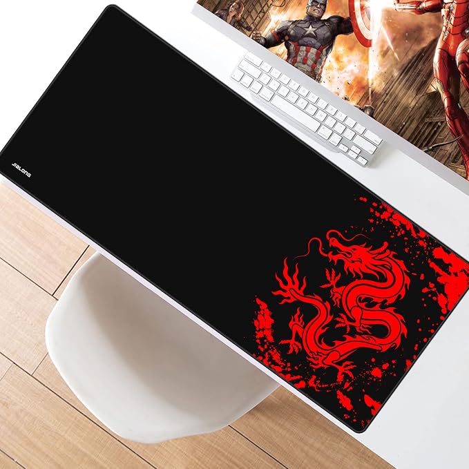 JIALONG Gaming Mouse Pad Large Size 35.4x15.7 inches Extended Desk Mousepad with Personalized Design for Laptop, Computer PC - Red Dragon - Image 7