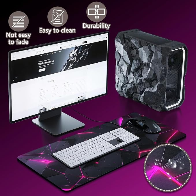 Mouse Pad Gaming - Desk Mat for Keyboard and Mouse - Large Mouse Pads for Desk, Gaming Mousepad with Non-Slip Base, Desks Pad (31.5" X 11.8") for Game, Office and Home - Image 4