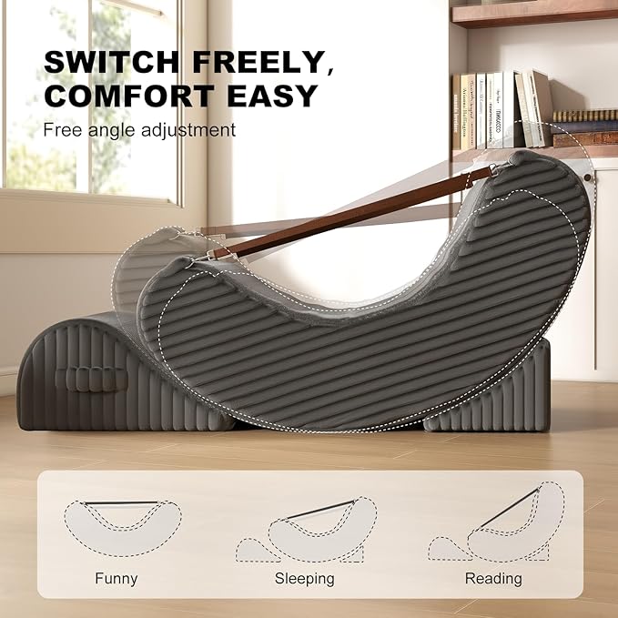 Quiet Rocking Chair, 3-in-1 Adjustable Boneless Floor Recliner for Adults | Zero Gravity Comfort as a Rocker, Chaise Lounger or Floor Seat, with Faux Fur Washable Cover for Reading, Nursing or Gaming - Image 3