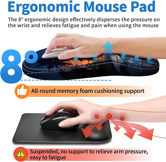 YIWEI Ergonomic Mouse Pad with Wrist Rest for Carpal Tunnel Pain Relief - Image 4