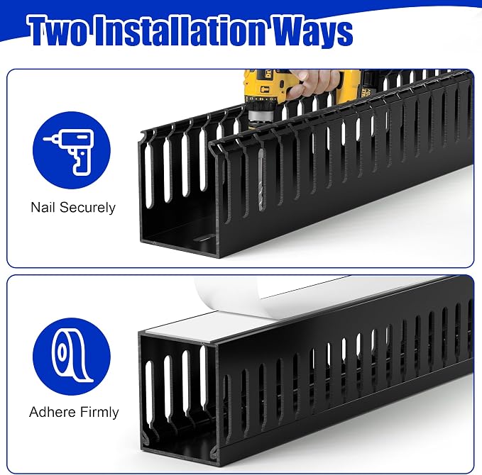 2" H x 2" W Cable Raceway, 99in Under Desk Wire Management Channel, Black - Image 6