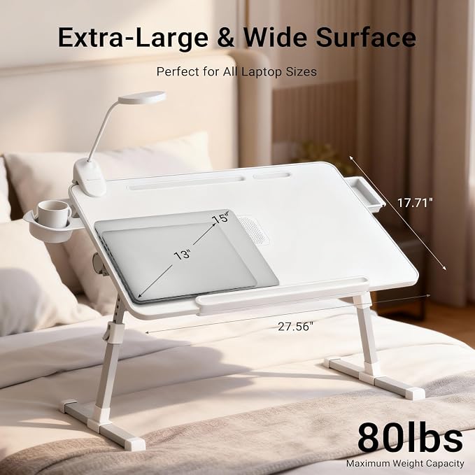 iXTRA Adjustable Laptop Lap Desk with Cooling Fan USB Light for Adults - Image 5