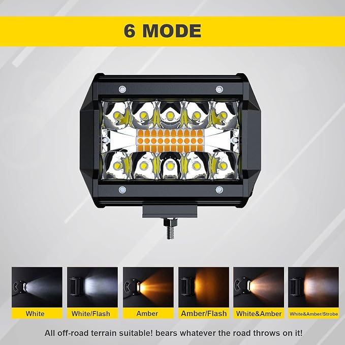 4PCS 4 inch LED Work Pods White/Amber Six Modes Strobe Fog Lights - Image 3
