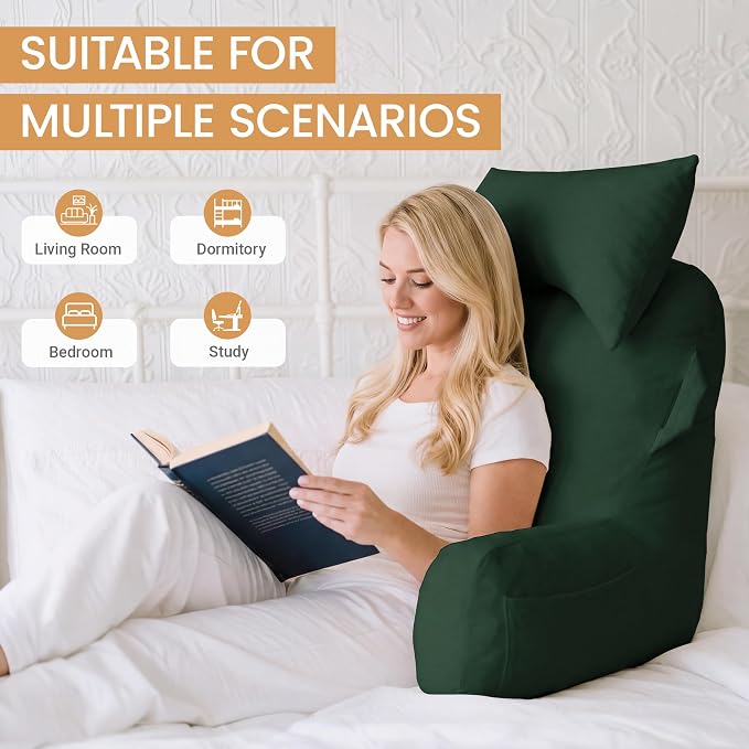 Reading Pillow for Bed,Back Pillow for Bed Sitting Up,Lumbar Support Pillow - Image 3