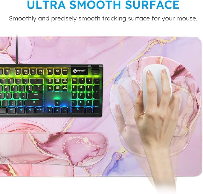 iCasso Glitter Marble Computer Mat 35.4"x15.7", Table Mat for Gaming - Image 4