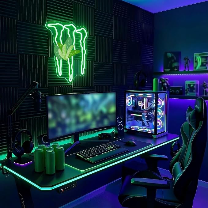 Green Energy Neon Sign Wall Decor for Bedroom – Man Cave LED Light for Gaming Room & Drinks Bar | Stylish Mark Neon Art Gift for Men - 15.75" x 12.8" - Image 6