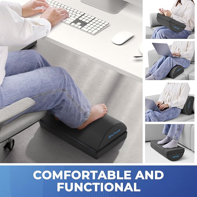 BlissTrends Foot Rest Under Desk, Foot Stool with 2 Adjustable Heights | Comfortable Footrest with Washable Cover for Car,Home and Office to Relieve Back,Lumbar,Knee Pain(Large, Gray) - Image 6