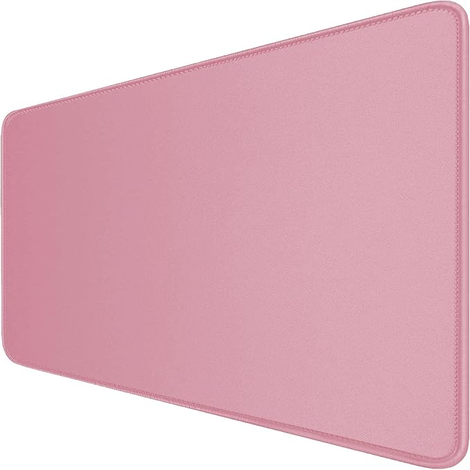 Large Mouse Pad with Stitched Edges, Durable Non-Slip Natural Rubber Base, Waterproof Computer Keyboard Pad Mat for Esports Pros/Gamer/Desktop/Office/Home - Pink by Hsmienk