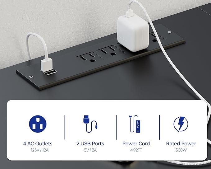 Pamray 71 Inch Large Gaming Desk with Power Outlets U Shaped Computer Desk | Spacious Workspace with USB Charging Ports & Pegboard & Headphone Hooks Suitable for PC Gaming Office Work Study and Writing - Image 4