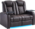 comfiroom Top-Grain Leather Home Theater Seating, Dual-Motor Power Recliner by comfiroom