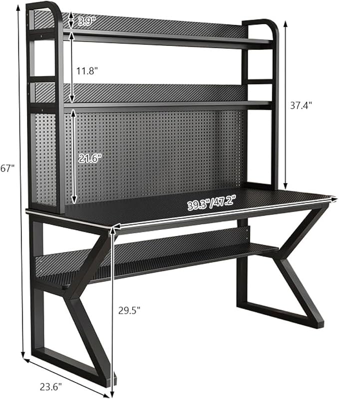 Wall Mounted Storage Pegboard,Desk,Gaming Desk with Pegboard, Large PC Table Computer Desk with Shelves Multifunctional Workbench Home Office Desk Study Writing Workstation(47.99 - Image 7