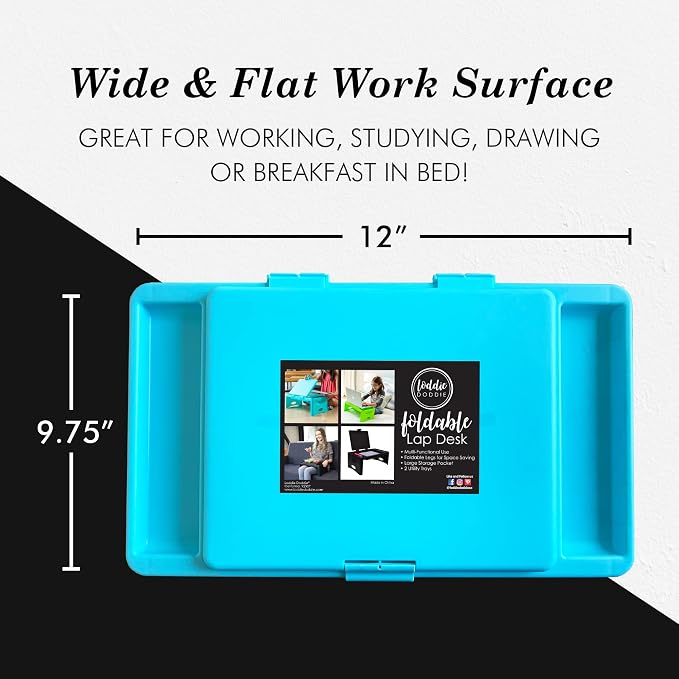 Loddie Doddie Pair of Foldable Lap Desk with Storage Pocket | Blush and Teal. Perfect use for Laptops, Travel, Breakfast in Bed, Gaming and Much More! Great for Kids and Teens! - Image 8
