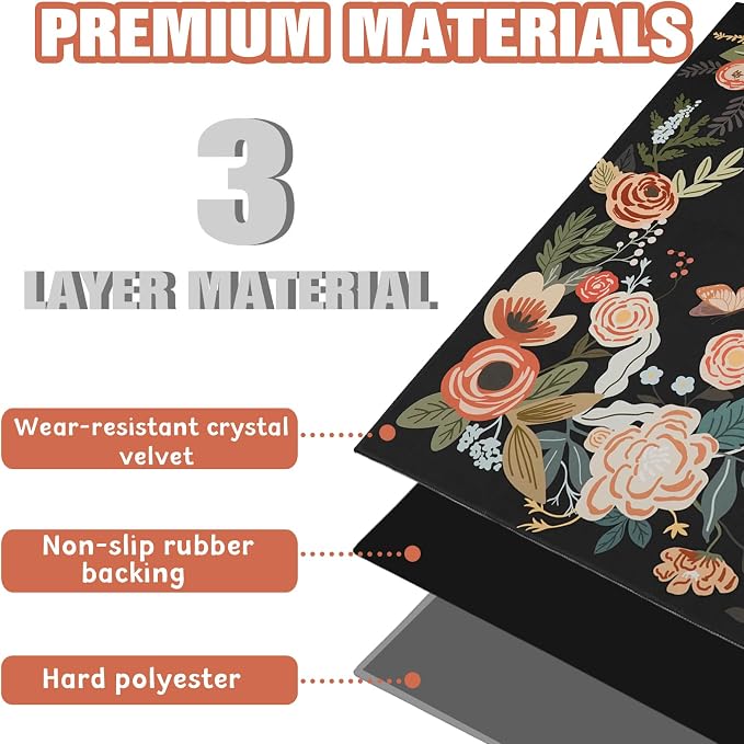 Office Chair Mat for Hardwood Floor 36"X 48" Office Rugs for Gaming Rolling Chairs Computer Desk Chair Non-Slip Butterfly Floral Protector Mats for Hard Floor & Tile Floor Decor - Image 4