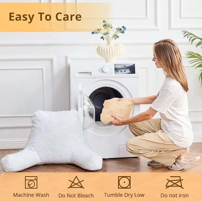 Sasttie Reading Pillow for Bed, Back Pillow for Sitting Up, Camel - Image 8