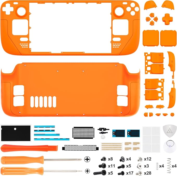 eXtremeRate DIY Full Set Shell with Buttons for Steam Deck LCD, Custom Faceplate Back Plate Replacement Shell for Steam Deck LCD - Royal Orange [Console NOT Included] - Image 2