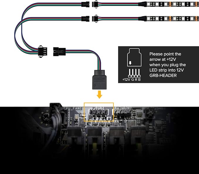 BTF-LIGHTING PC RGB Strip 2PCs 19.7in for 12V 4Pin LED Headers for ASUS Aura Sync, Gigabyte RGB Fusion, MSI Mystic Light - Image 5