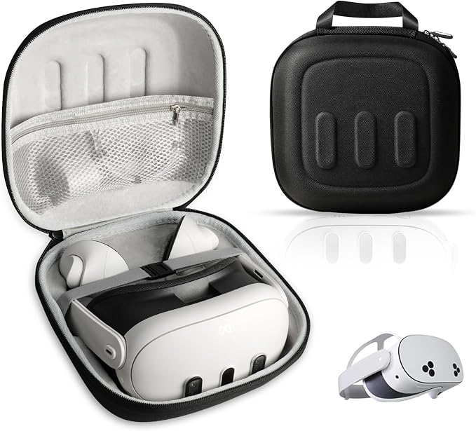 Q3S Hard Carrying Case for Meta Quest 3/Quest 3S VR Headset, Touch Controller, Original Fabric Strap & Accessories, Ideal for Travel & Home Storage with Comfort Protection by Unknown
