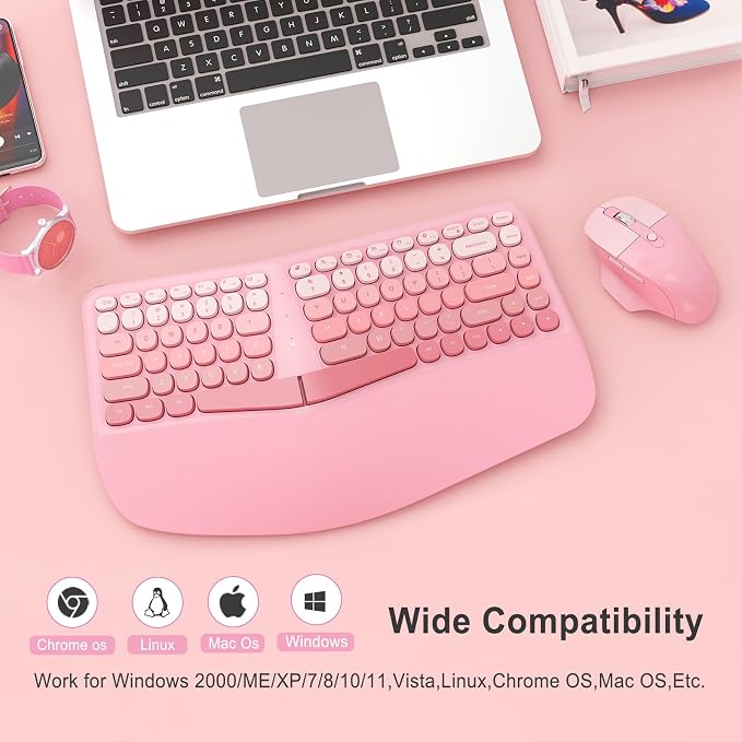 Ergonomic Wireless Keyboard Mouse, Gaming Typewriter Set with Wrist Rest - Image 7