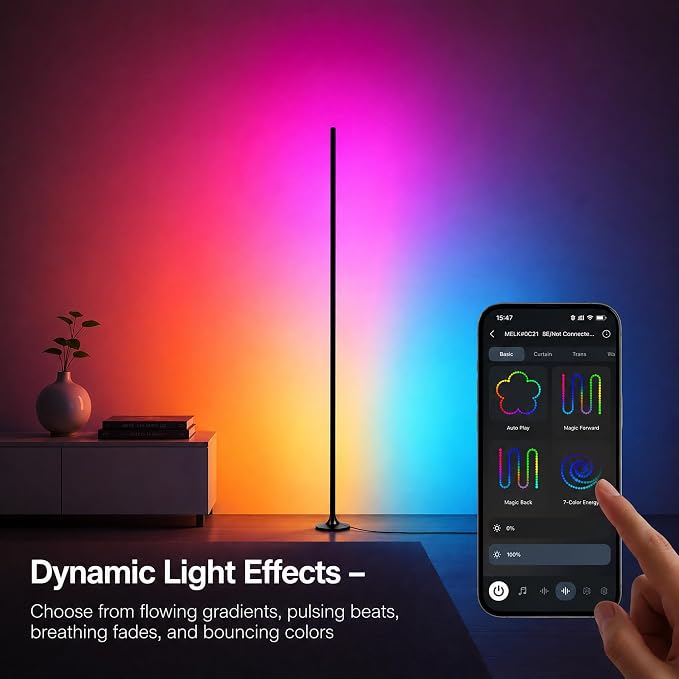 sylvwin Corner Floor Lamp,Smart Ambient Light for Gaming Room - Image 3