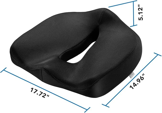 Mount-It! Office Seat Cushion, Premium Comfort Chair Lumbar Support, Memory Foam, Gel Filling, Ergonomic for Car, Desk, Back Hip Butt Tailbone Relief, Sciatica Cushions Washable Cover in Black - Image 9