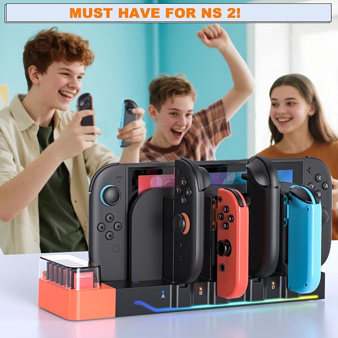 [Switch 2/1 Controller RGB Charger Dock] for Nintendo 2 2025 for Joycons - Image 7
