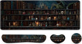 Desk Pad and Keyboard Wrist Rest, Large Mouse Pad + Keyboard Pad+Mouse Wrist Support, Non-Slip Desk Mat Protector for Office, Home 31.5×11.8 Inches Gothic Skeleton by AFUZLE