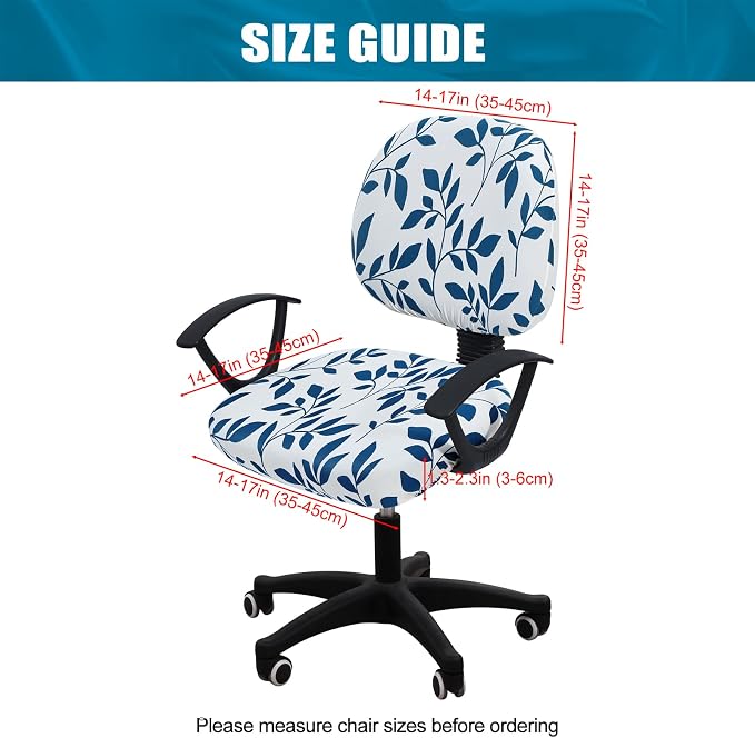Smiry Stretch Printed Office Computer Desk Chair Covers for Seat & Backrest | Stretch Fit, Soft Fabric Universal Washable Removable, Anti-Dust Rotating Chair Slipcovers Protector - Image 4