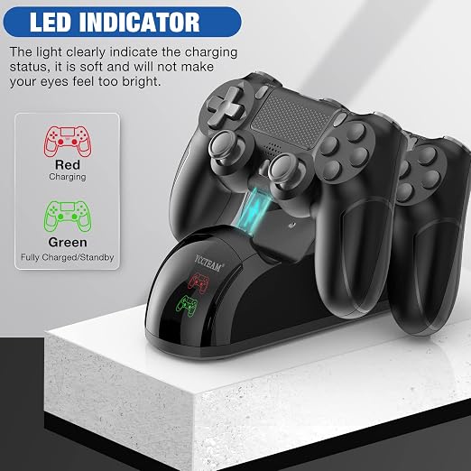 P4 Controller Charger Dock Station, 1.8 Hrs Fast Charging for P4 Charging Station, Charging Station with LED Indicator Charge Chip, Dual USB PS4 Charger Dock for PS4/PS4 Slim/PS4 Pro Charge - Image 3