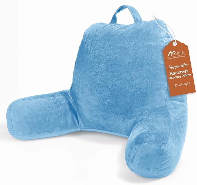 Sasttie Reading Pillow for Bed, Back Pillow for Sitting Up, Blue by SASTTIE