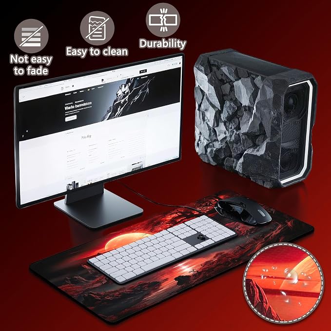 Mouse Pad Gaming - Desk Mat for Keyboard and Mouse - Large Mouse Pads for Desk, Gaming Mousepad with Non-Slip Base, Desks Pad (31.5" X 11.8") for Game, Office and Home - Image 4