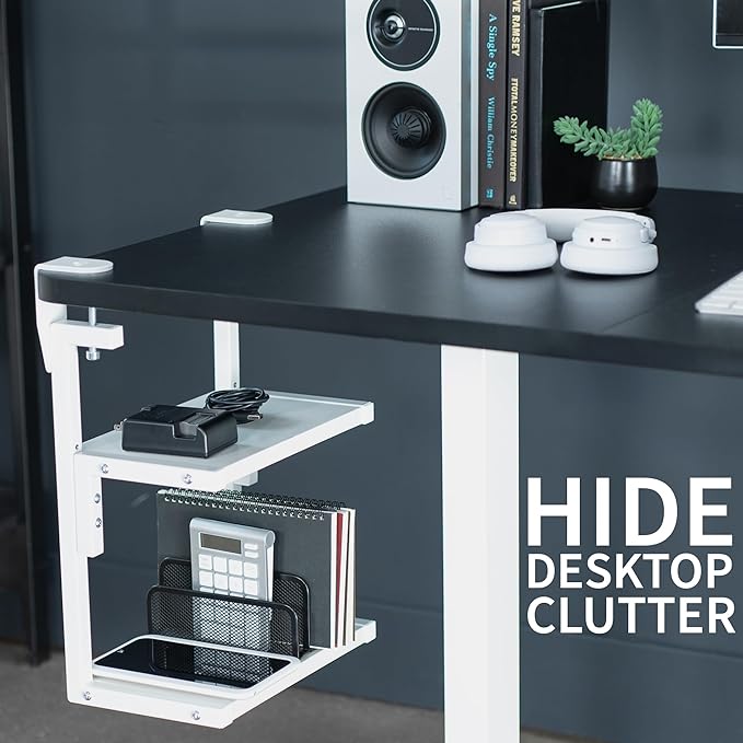 VIVO White Clamp-on 13 inch 2-Tier Desk Shelf, STAND-SHELF2CW - Image 6