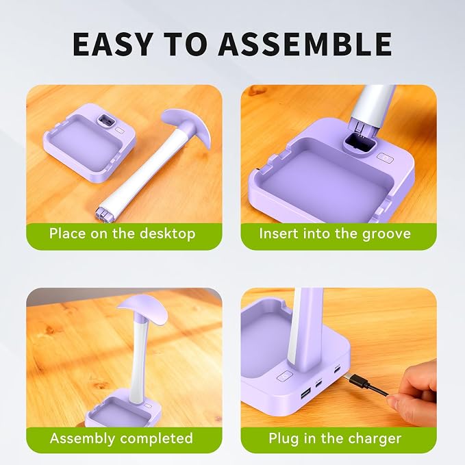 Headphone Stand with Charger,Gaming Headset stand with RGB Light Mode,For Airpod Max Stand,Desk Lamp,Phone Holder,Tablet Holder,desktop organizer,Gifts for Gamers & Music Lover (Purple) - Image 7