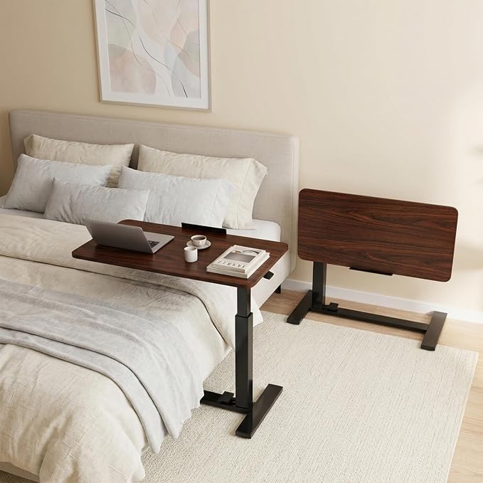 DUMOS Rolling Desk, Laptop Desk, Overbed Table with Wheels - Image 2