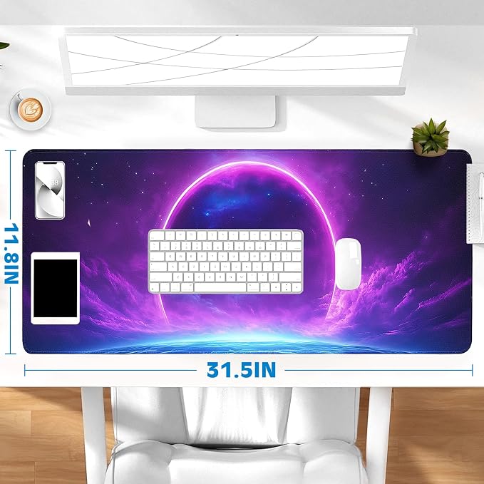 Gaming Desk Mat with Silky Smooth Surface & Exquisite Patterns,31.5x11.8 Inches Large-Sized Mouse Pad, Perfect for Extended Gaming,Work,and Home Office Decor (Starry Sky 1) - Image 6