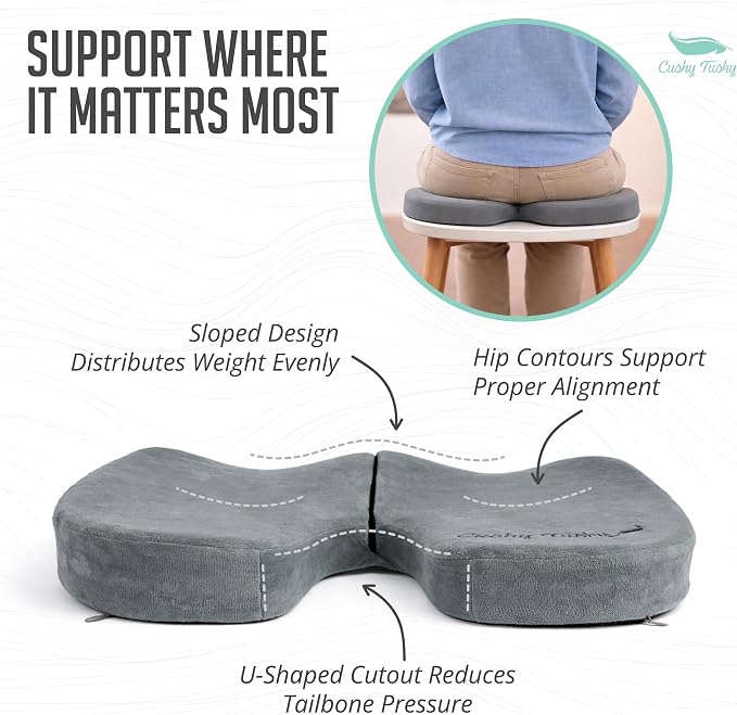Cushy Tushy Premium Slim Foldable Travel Seat Cushion - for Relief of Lower Back, Sciatic, Butt and Tailbone Pain - for Home & Office Use, Perfect for Travel or Driving - Slim Coccyx Seat Cushion - Image 6