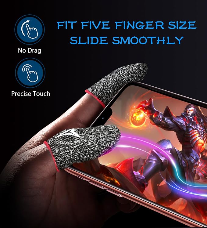 30 Pack Black,Silver Fiber Gaming Finger Sleeves for Mobile Gaming - Image 3